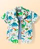 Dapper Dudes Woven Half Sleeves Dino Printed Shirt with Attached T-Shirt - Blue