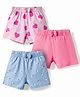 Babyhug Single Jersey Knit Mid Thigh Printed Shorts with Bow Applique Pack of 3 - Multicolor