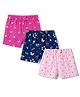 Babyhug Single Jersey Knit Mid Thigh Printed Shorts with Bow Applique Pack of 3 - Multicolor