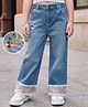 Mark & Mia Denim Cotton Lycra Full Length Jeans With Floral Lace  Embroidery - Blue