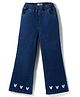 Mark & Mia Cotton Lycra Full Length Denim Jeans with Butterfly Embroidery - Navy Blue