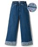 Mark & Mia Denim Cotton Lycra Full Length Jeans With Floral  Embroidery - Navy Blue