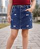 Mark & Mia Cotton Lycra Denim Skorts With Bow Embroidery - Blue