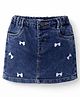 Mark & Mia Cotton Lycra Denim Skorts With Bow Embroidery - Blue