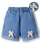 Mark & Mia Cotton Lycra Denim Shorts With Bow Applique - Blue
