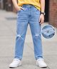 Mark & Mia Cotton Lycra Full Length Denim Jeans with Wisker & Tearing Detailing - Light Blue