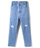 Mark & Mia Cotton Lycra Full Length Denim Jeans with Wisker & Tearing Detailing - Light Blue
