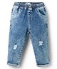 Mark & Mia Cotton Lycra Full Length Distressed Denim Jeans - Blue