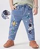 Mark & Mia  Cotton Lycra Full Length Denim  Jeans with Space Theme Print Detailing - Blue