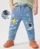 Mark & Mia  Cotton Lycra Full Length Denim  Jeans with Space Theme Print Detailing - Blue