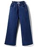 Mark & Mia Cotton Lycra Full Length Denim Jeans with Papebag Waistband & Cherry Embroidery - Blue