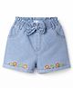 Mark & Mia Cotton Lycra Denim Shorts With Floral Embroidery & Applique - Blue