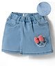 Mark & Mia Cotton Lycra Denim Skort with Bow Applique & Embroidery - Light Blue