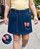 Mark & Mia Cotton Lycra Denim Skort with Bow Applique & Embroidery - Navy Blue