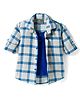 Dapper Dudes Woven Full Sleeves Checkered Shirt with Attached T-Shirt - Blue