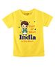 FFlirtygo Cotton Woven Republic Day Theme Half Sleeves East or West India is The Best Text Printed Tee - Yellow
