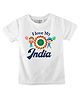 FFlirtygo Cotton Woven Republic Day Theme Half Sleeves I Love My India Text Printed Tee -White