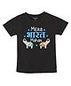 FFlirtygo Cotton Woven Republic Day Theme Half Sleeves Mera Bharat Mahan Text Printed Tee - Black
