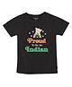 FFlirtygo Cotton Woven Republic Day Theme Half Sleeves Proud To Be An Indian Text Printed Tee - Black
