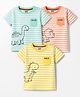 Babyhug Cotton Knit T-Shirts Half Sleeves with Graphics Pack of 3 Multi Color 6-9 Months