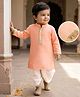 EARTHY TOUCH Cotton Woven Full Sleeves Solid Color Kurta Dhoti Set - Peach