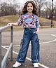 OLLINGTON ST. Cotton Sinker Knit Half Sleeves Top with Text Print & Denim Pants - Blue