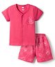 Simply Interlock Knit Half Sleeves Bear Printed T-Shirt & Shorts Night Suit - Pink