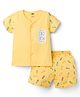 Simply Interlock Knit Half Sleeves T-Shirt & Shorts Night Suit with Crayon Print - Yellow