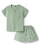 Simply Interlock Knit Half Sleeves Bear Printed T-Shirt & Shorts Night Suit - Olive Green