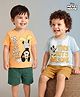 Babyhug Disney Cotton Knit T-Shirt with Mickey Mouse Graphic Half Sleeves Round Neck Multi Color 3-6 Months Pack of 2