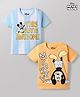 Babyhug Disney Cotton Knit T-Shirt with Mickey Mouse Graphic Half Sleeves Round Neck Multi Color 9-12 Months Pack of 2