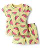 Babyhug Cotton Knit Half Sleeves Co-ords T-Shirt & Shorts Night Suit with Watermelon Print - Yellow