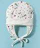 Ben Benny Interlock Knit Cap with Cover Ears Heart Print White - Diameter 10.5 cm