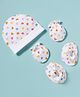 Ben Benny Interlock Knit Cap Mittens & Booties With Heart Print White - Diameter 10 cm