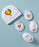 Ben Benny Interlock Knit Cap Mitten & Booties Set with Hot Air Balloon Print White - Diameter 10 cm