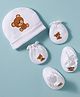 Ben Benny Interlock Knit Cap Mittens & Booties With Teddy Bear Print White - Diameter 10 cm