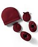 Ben Benny Interlock Knit Solid Colour Cap, Mitten & Booties Set  Maroon - Diameter 10 cm