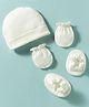 Ben Benny Interlock Knit Solid Colour Cap, Mitten & Booties Set White - Diameter 10 cm