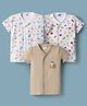 Ben Benny Interlock Knit Half Sleeves Printed Jhablas Pack of 3 - Multicolor