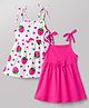 Babyhug Single Jersey Knit Sleeveless Strawberry & Hearts Printed Frocks Pack Of 2 - Multicolor