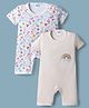 Ben Benny Interlock Knit Half Sleeves Printed Rompers Pack of 2 - Multicolor