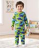 Babyhug Cotton Knit Full Sleeves Dino Printed T-Shirt & Pyjama Co-Ord  Night Suit - Green & Navy Blue