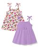 Babyhug Single Jersey Knit Sleeveless Fit and Flare Frocks With Floral Print & Bow Applique Pack of 2 - Multicolor