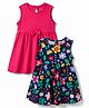 Babyhug Single Jersey Knit Sleeveless Frocks with Floral Print & Bow Applique Pack of 2 - Multicolor