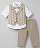 ToffyHouse Poplin Woven Full Sleeves Checked Three Piece Party Suit With Bow - Tan