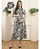 COLOR STUDIO Rayon Woven Half Sleevess Floral Printed Maternity Maxi Dress With Side Zippers Nursing Access - Green