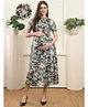 COLOR STUDIO Rayon Woven Half Sleevess Floral Printed Maternity Maxi Dress With Side Zippers Nursing Access - Green