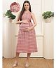 COLOR STUDIO Cotton Woven Sleeveless Geometric Printed Maternity Dress With Side Zippers Nursing Access - Pink