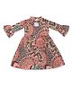 Young Birds Viscose Woven Full Bell Sleeves Floral Printed Dress - Brown