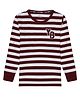 Young Birds Cotton Woven Full Sleeves Striped Tee - Maroon